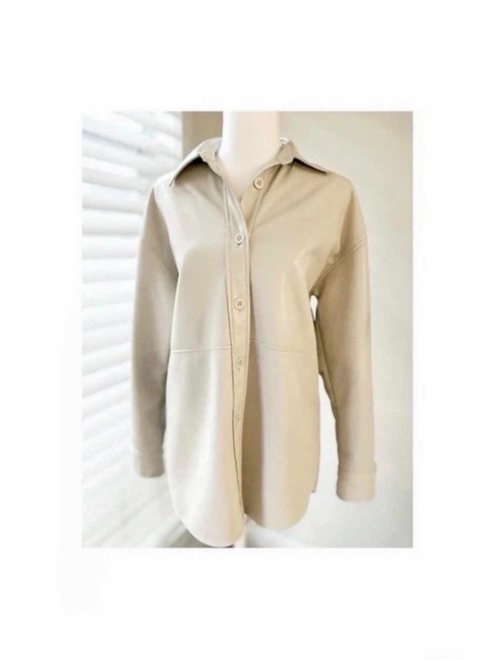 Babaton Vegan Leather Shirt Jacket in Beige Size XS